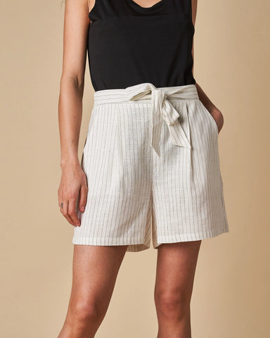 White Cherrylane Tie Front Shorts CLEARANCE SALE
