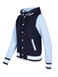 Ladies Navy Blue/Sky Blue Varsity Hoodie Jacket CLEARANCE SALE