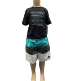 Black/Teal Rash Shirt & Board Short Set Sz4-14 ON SALE