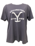 Ladies Grey Yellowstone Dutton Ranch Short Sleeve Shirt