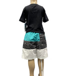 Black/Teal Rash Shirt & Board Short Set Sz4-14 ON SALE
