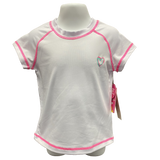 Toddler Girls White Short Sleeve Rash Swim Shirts-Sizes 2-6x left ON SALE