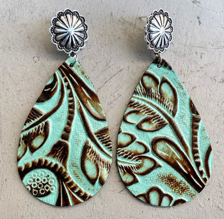 Turquoise 2024 leather earrings