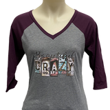 Beautiful Crazy Teen Girls Plum/Grey AWW 3/4 Sleeve Graphic Shirt ON SALE