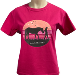 Sunset Cowgirl Teen Girls Hot Pink AWW SS Graphic Shirt ON SALE