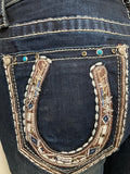 Leather Horseshoe Plus Size Fit Grace In LA Jeans NEW