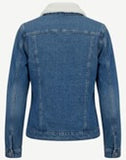 Womens Embroided Denim Sherpa Jacket