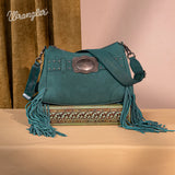 Wrangler Teal Fringe Buckle Collection Crossbody Bag
