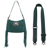 Wrangler Teal Fringe Buckle Collection Crossbody Bag