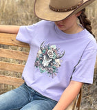 Lavender Longhorn Dusty Diamonds Graphic Shirt