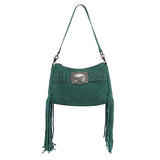 Wrangler Teal Fringe Buckle Collection Crossbody Bag