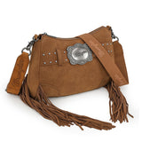 Wrangler Brown Fringe Buckle Collection Crossbody Bag