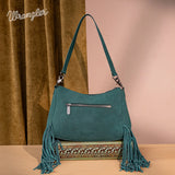 Wrangler Teal Fringe Buckle Collection Crossbody Bag