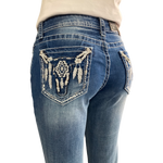 Harlequin Sequin Feathered Longhorn Grace In LA Mid-Rise Bootcut Jeans NEW