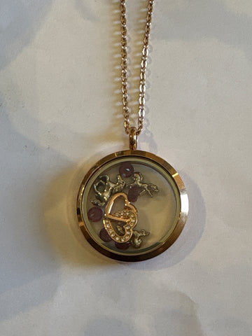 Double Heart Horses Swarovski Rose Gold Necklace