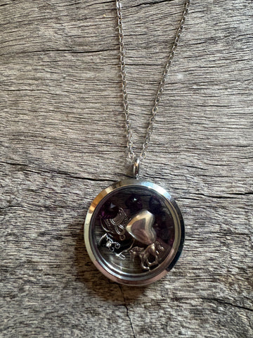 Heart Horse Swarovski Silver Necklace