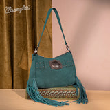 Wrangler Teal Fringe Buckle Collection Crossbody Bag