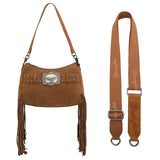 Wrangler Brown Fringe Buckle Collection Crossbody Bag