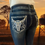 Miranda Blue Longhorn Grace In LA Easyfit Mid Rise Bootcut Jeans