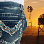 Theodora Turquoise Stud Grace In LA Easyfit Mid Rise Bootcut Jeans