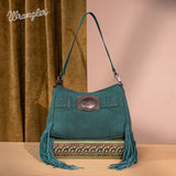 Wrangler Teal Fringe Buckle Collection Crossbody Bag