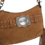 Wrangler Brown Fringe Buckle Collection Crossbody Bag
