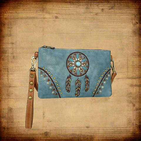 Turquoise Dreamcatcher Montana West Clutch/Crossbody Bag