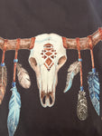 Blue Longhorn Feather Ladies Graphic Shirt