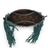 Wrangler Teal Fringe Buckle Collection Crossbody Bag