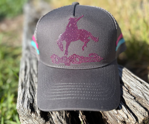 Dusty Diamonds Dark Grey Bronc Trucker Cap