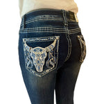 Miranda Blue Longhorn Grace In LA Easyfit Mid Rise Bootcut Jeans