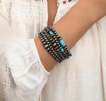 Stone Stretch Bracelet Faux Navajo Beads