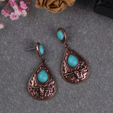 Copper Longhorn Teardrop Western Fashion Earrings