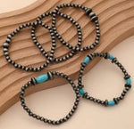 Stone Stretch Bracelet Faux Navajo Beads