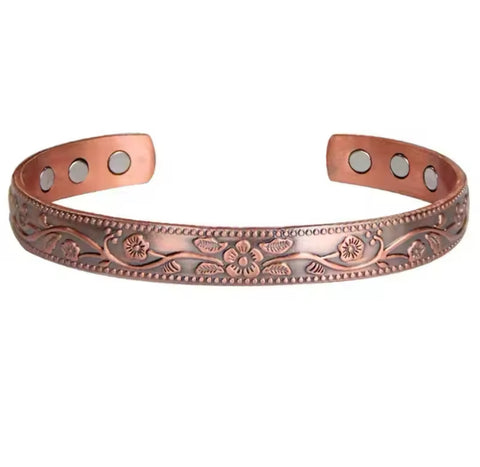 Floral Tooled Look Copper Cuff