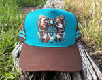 Dusty Diamonds Western Feather Bow Trucker Cap