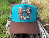 Dusty Diamonds Western Feather Bow Trucker Cap