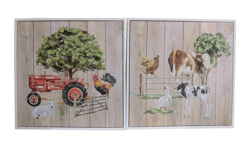 Framed Canvas with Farmyard Design