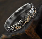 Silver Traditional Flower Bangle Bracelet