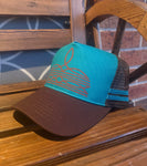 Dusty Diamonds Teal Classic Boot Stitch Trucker Cap