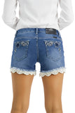 Lace Bottom Denim Shorts