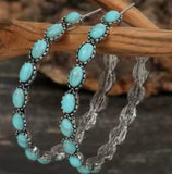 Turquoise Stone Western Hoop Earrings BACK IN STOCK