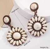 White Stone Stud Drop Copper Earrings