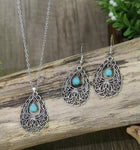 Vintage Turquoise Earrings & Necklace Set