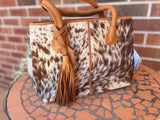 Speckled Genuine Leather Handbag