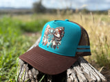 Dusty Diamonds Western Feather Bow Trucker Cap