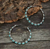 Turquoise Stone Western Hoop Earrings BACK IN STOCK