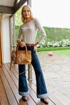 Speckled Genuine Leather Handbag