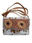 Sunflower Genuine Cowhide Crossbody Handbag
