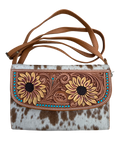 Sunflower Genuine Cowhide Crossbody Handbag